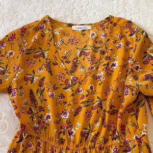 Indigo Soul Mustard Floral Dress